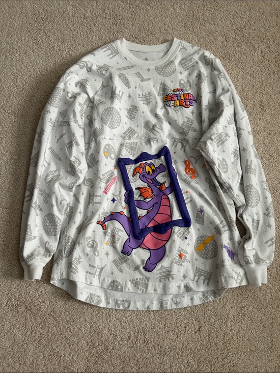Disney Tops - Disney White Crewneck Sweatshirt with Light Gray Print